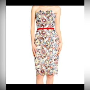 NWT Bronx and Banco Maria Blanc Floral Embroidered Pencil Dress, Size 4/S